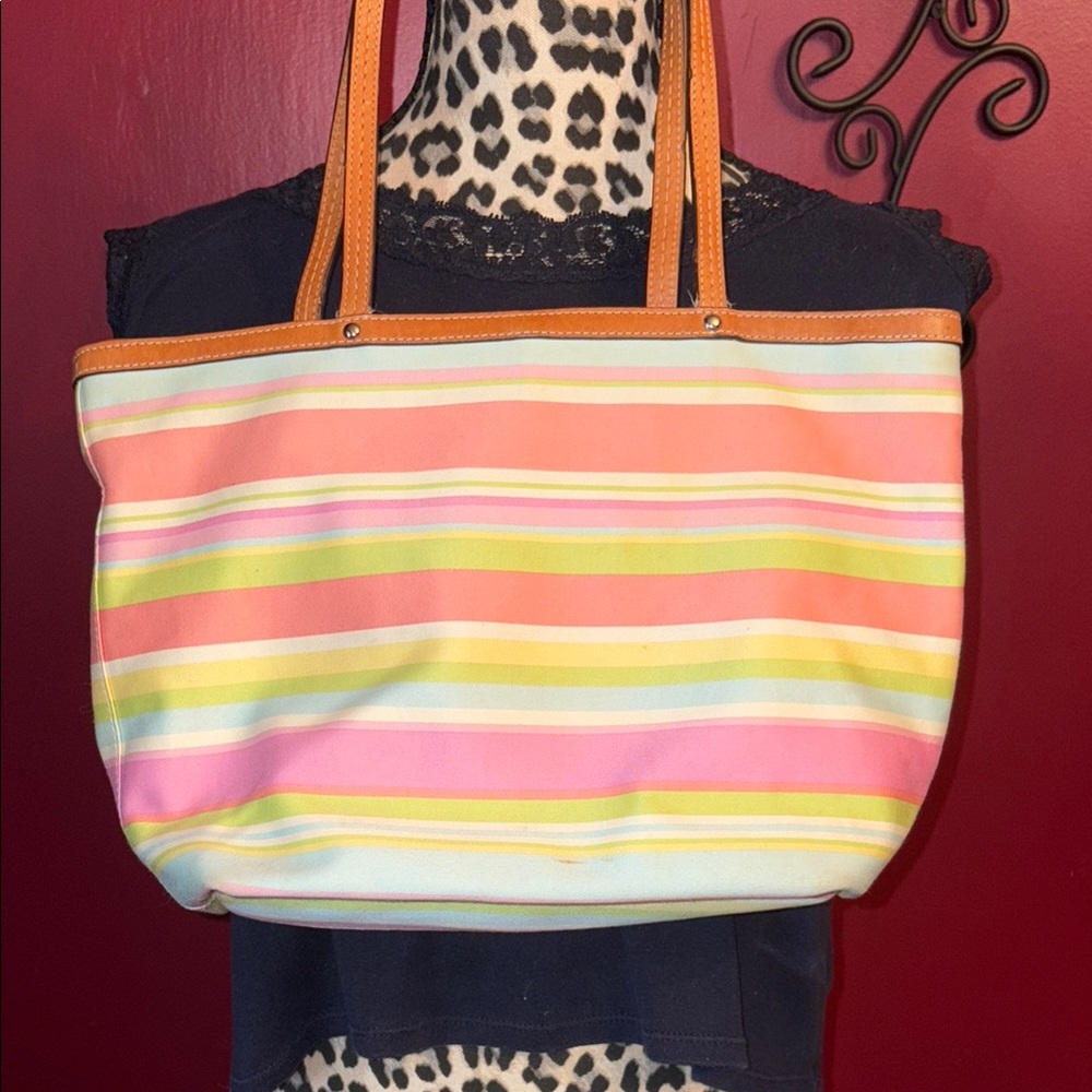Coach Vibrant Pink and Yellow Tote - Picture 2 of 7
